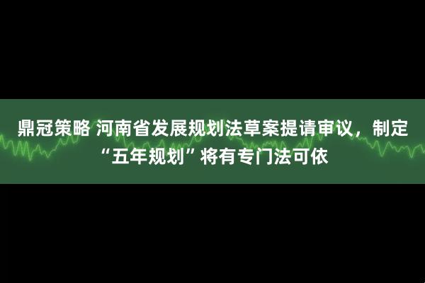 鼎冠策略 河南省发展规划法草案提请审议，制定“五年规划”将有专门法可依